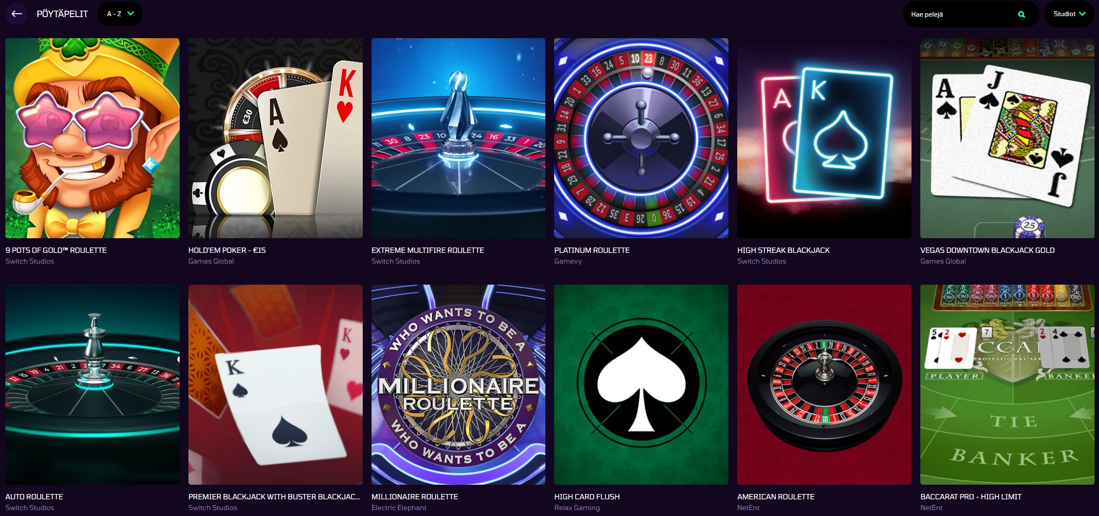 Buumi Pöytäpelit ja Videopokerit